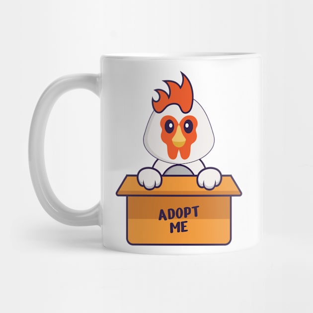 Cute chicken in box with a poster Adopt me. by kolega